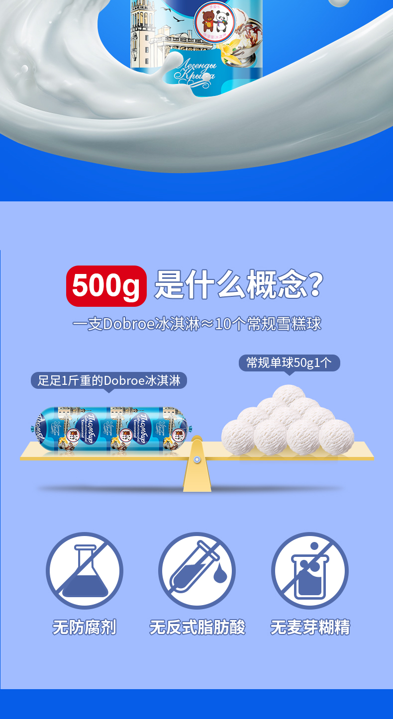 俄罗斯原装进口  多爱乐 牛乳冰淇淋 500g*2支 图4