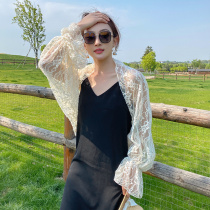 Anti-sleeve sleeve shawl with shoulder lace sleeve shawl 2021 thin straight tube loose outside with summer foreign gas arm lengthy