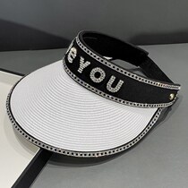 Hong Kong Chauded Summer inlaid with grass knitted large eaves sunscreen airtops hat children Han version 100 hitch sun hat tide