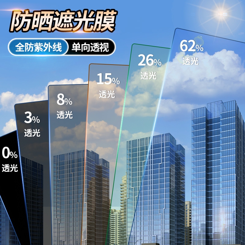 Sun Protection, High Heat Insulation, Household Window Glass, Sunshade, Light-Blocking, Anti-Peeping Film, Solar Film, Balcony One-Way Perspective Film