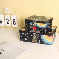 Lockable password certificate tinplate box cosmetics storage box rectangular large storage box desktop storage box