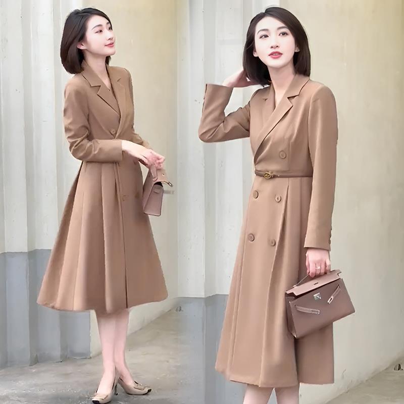 Women's Official Photos 2025 Spring and Autumn New High-End Fashion Slimming Suit with Patchwork Mid-Length Trench Coat Dress Women's Official Photos 2025 Spring and Autumn New High-End Fashion Slimming Suit with Patchwork Mid-Length Trench Coat Dress