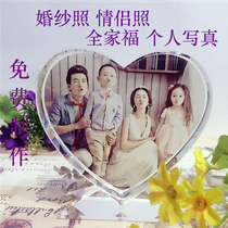 Customized love-shaped crystal photo production diy photo production to make image personalized table decoration birthday gift