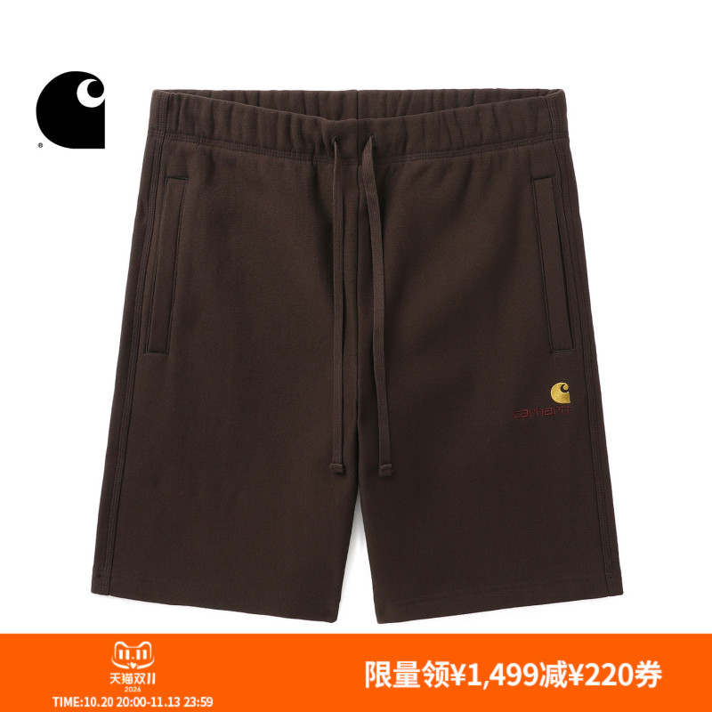 Carhartt Wip Shorts Men's Classic Logo Embroidered Drawstring Simple Casual Fleece-Lined Trendy Carhartt
