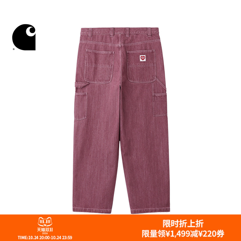 Carhartt Wip Men's Jeans Classic Heart-Shaped Logo Distressed Double-Knee Workwear Carhartt