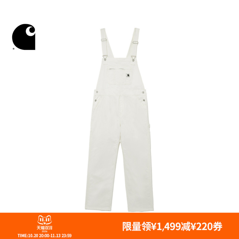 Carhartt Wip Women's Overalls Autumn and Winter Classic Logo Label Stone-Washed Herringbone Workwear Carhartt Carhartt Wip Women's Overalls Autumn and Winter Classic Logo Label Stone-Washed Herringbone Workwear Carhartt
