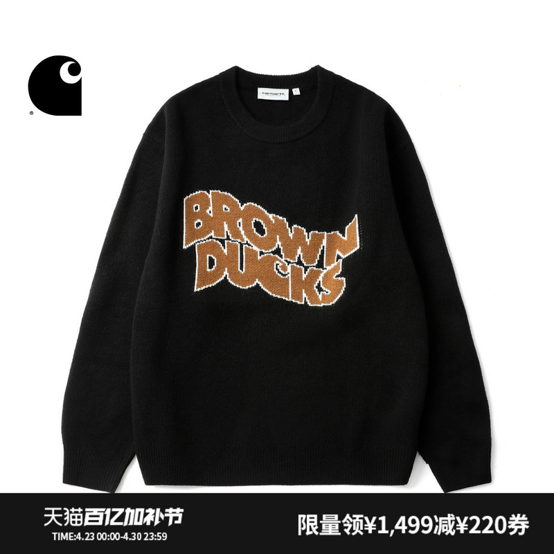 Carhartt Wip Sweater Men's Spring Color-Blocked Letter Pattern Jacquard Knit Carhartt I033863N