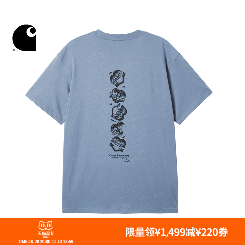 Carhartt Wip Short-Sleeved T-Shirt Men's Autumn and Winter Og Heart-Shaped Logo Pattern Printed on the Back Wide Version Carhartt Wip Short-Sleeved T-Shirt Men's Autumn and Winter Og Heart-Shaped Logo Pattern Printed on the Back Wide Version