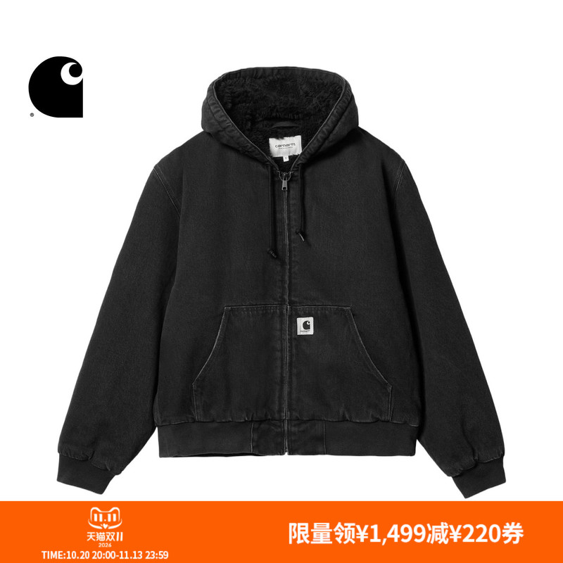 Carhartt Wip Workwear Jacket for Women, Autumn and Winter Classic Square Logo Vintage Wide-Fit Hooded Carhartt Carhartt Wip Workwear Jacket for Women, Autumn and Winter Classic Square Logo Vintage Wide-Fit Hooded Carhartt