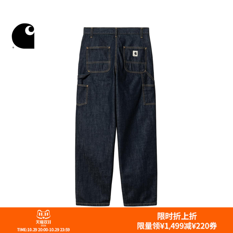 Carhartt Wip Women's Jeans Autumn New Classic Square Logo Vintage Wide-Fit Workwear Carhartt