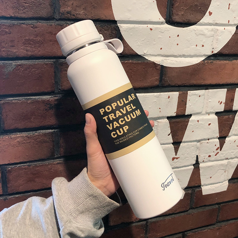 Thermos mug sports men's large capacity water bottle water cup tea compartment portable student 304 stainless steel 1000ml cup
