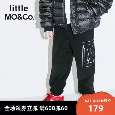 littlemoco children's clothing Men's and women's pants Spring and autumn elastic waist warm fleece pants Children's pants Olai