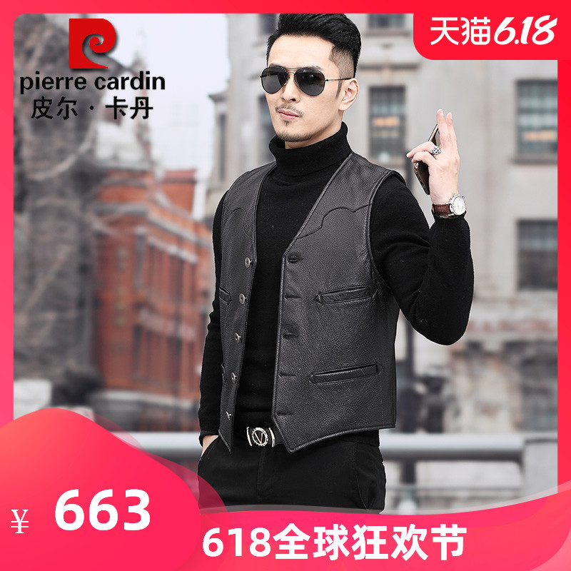 Pilkaden new Harley motorcycle vest men Goatskin sleeveless leather fishing riding leather vest large size