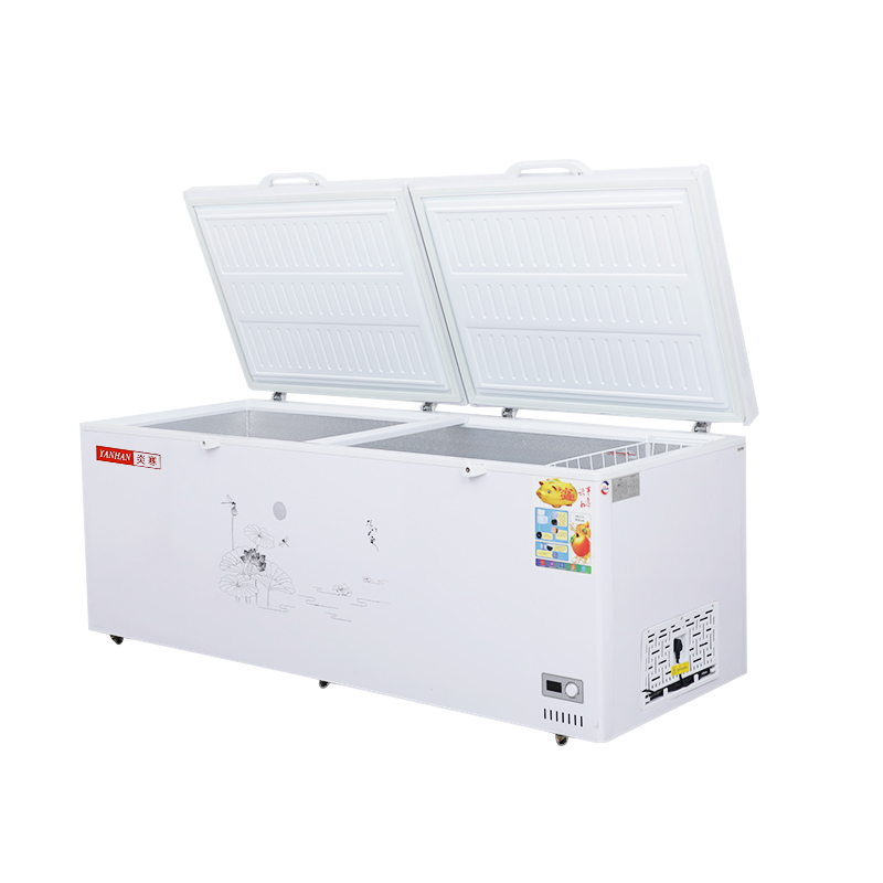 Large Freezer Commercial Large Capacity Refrigerated Frozen Double Door Fridge Display Cabinet Horizontal Freezer Supermarket Ice Cream Freezer