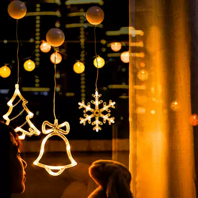 Christmas jewelry festival dress up shop window decoration scene layout Christmas tree small Bell pendant