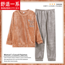 Winter coral suede pyjamas woman autumn and winter style thicken plus suede warm big code Fat mm winter Two sets of gattening up