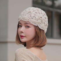 Warm Double double hand hook Flower hat Horse Heimao hat Fashion Berehat Womens autumn Winter Korean version Tide Knit Hat