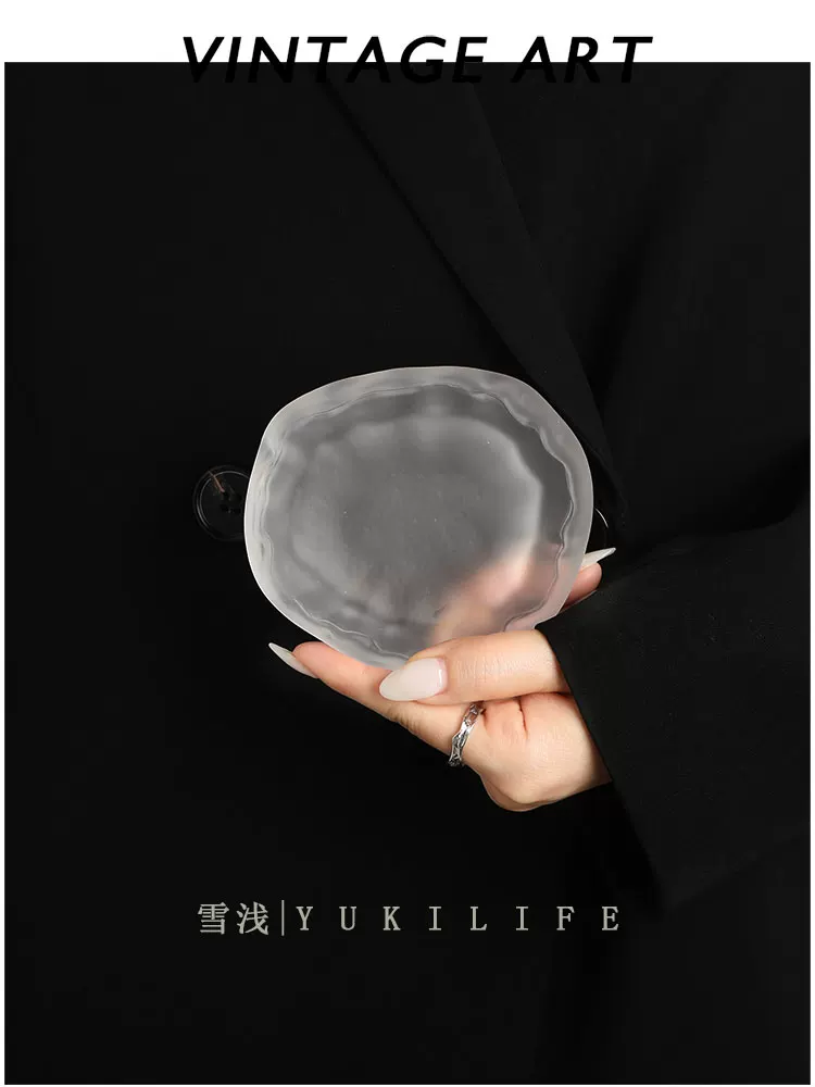 {Zero -falling ice 感}} Middle -old casual glass sushi small plate coaster cushion