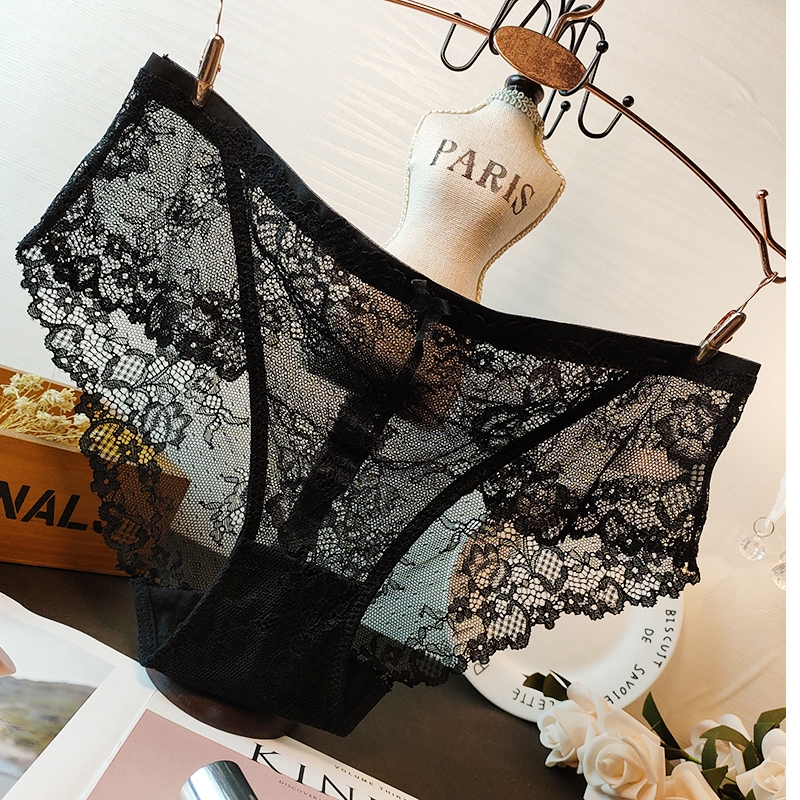 European and American soft full lace embroidery perspective temptation sexy low waist cotton inner crotch girls briefs