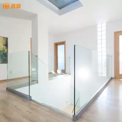 Frameless glass column handrail staircase stainless steel railing balcony walking ground card slot U-shaped aluminum slot swimming pool guardrail