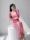 Hot Girl Square Neck Sexy Long Sleeve Dress Women's Spring and Autumn Waist Bottoming Long Skirt Slim Fit Fishtail Hip Skirt