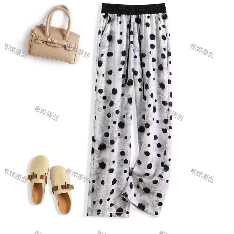 Summer New Elastic High-Waisted Slimming Versatile Narrow Version New Chinese Style Narrow Straight-Leg Pants 6677