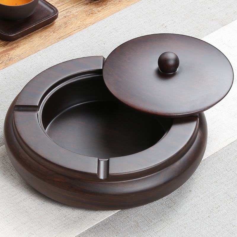 Chinese Ashtrays Men's Creative Personality Trends Multifunction Home Nordic Living Room Big Black Sandalwood Solid Wood with Gay-Taobao