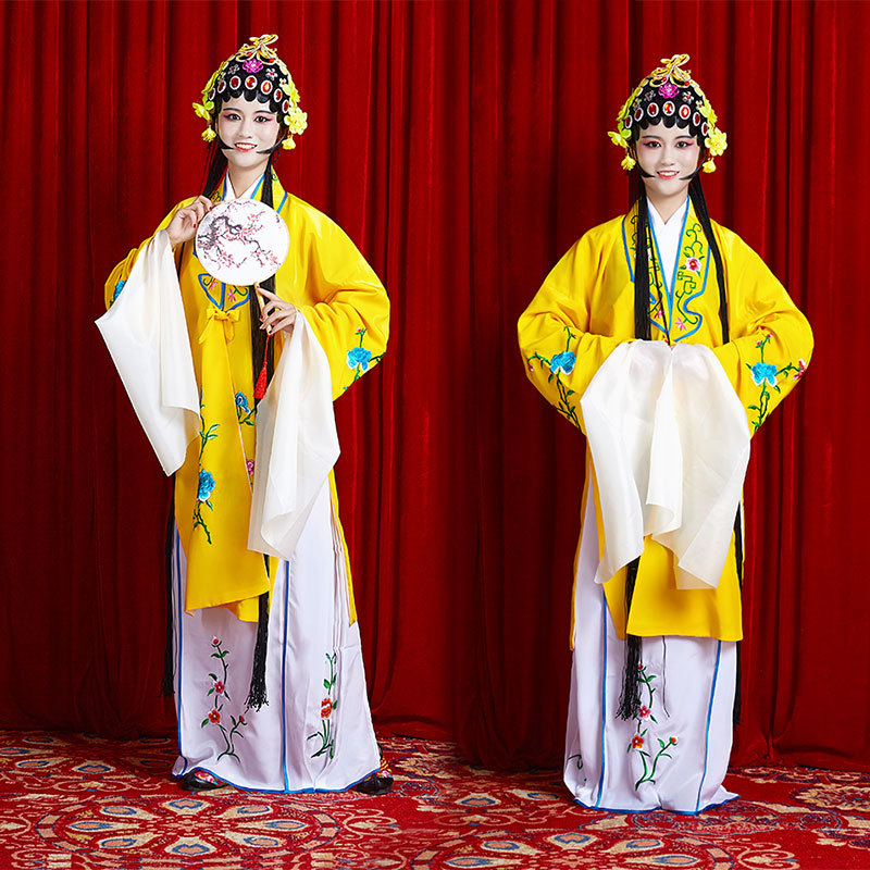 Yue opera kịch Bắc Kinh opera Huangmei opera trang phục nữ opera Qingyi Huadan thực hành quần áo tay áo nước vương miện trang phục biểu diễn cổ đại.