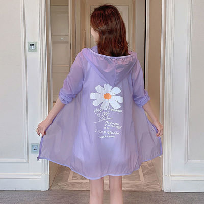 宽松大码防晒衣女2021夏季新款韩版防晒服中长款户外学生薄款外套