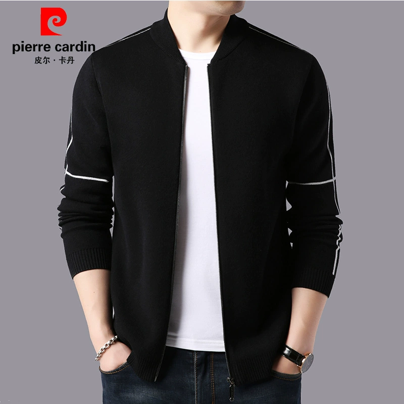 Áo len nam Pierre Cardin Áo len dệt kim Áo len nam sọc rộng hàng đầu với áo len ngoài - Cardigan