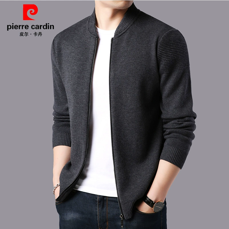 Áo len nam mùa thu dày màu rắn với áo len đan len áo len mỏng cho cha - Cardigan