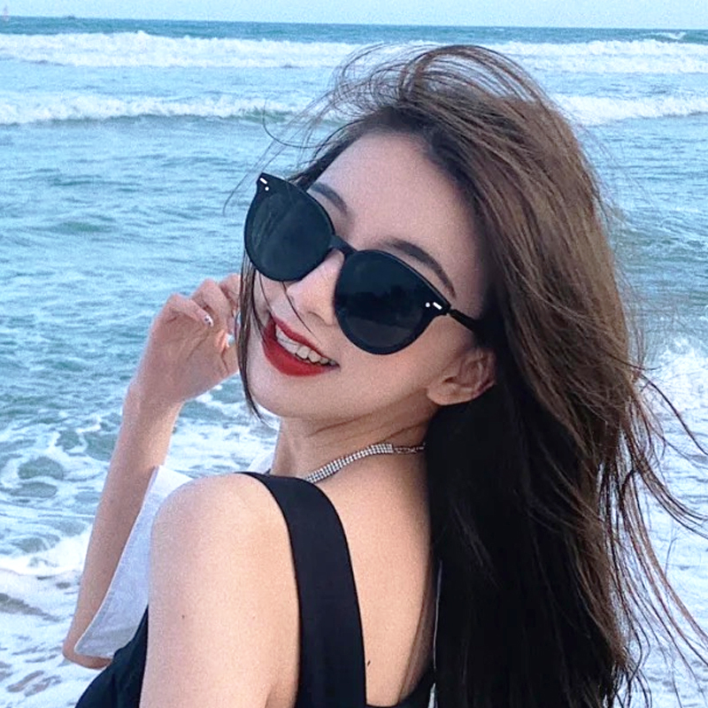 GM Sunglasses Female Summer Sun Protection Seaside Photo Sun Glasses Big Face 2021 New Round Face Anti UV Glasses