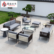 Modern Villa living room Sunshine Room model room outdoor courtyard furniture Nordic outdoor rattan sofa rattan chair combination