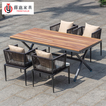 Nordic outdoor table and chair rattan single chair modern simple balcony outdoor cafe leisure rattan chair table