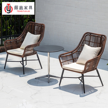 Nordic outdoor table and chair courtyard Leisure outdoor table and chair balcony creative rattan chair sofa three-piece table and chair combination