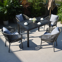 Outdoor courtyard table and chair combination garden open-air terrace outdoor casual fashion simple rattan chairs can be stored