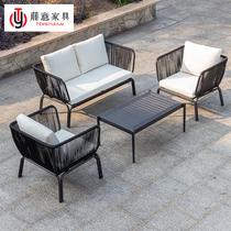 Fuyi outdoor sofa rope combination sofa coffee table designer creative hemp rope courtyard indoor balcony Rattan