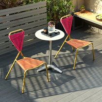 Internet celebrity balcony small table and chair rattan chair three-piece set simple waterproof sunscreen outdoor terrace leisure small coffee table combination
