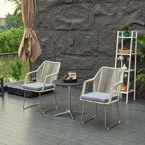 Simple casual light luxury net red balcony table and chair combination terrace outdoor garden courtyard modern outdoor PE rattan table and chair