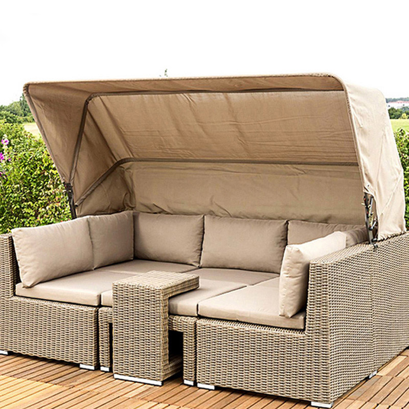 Casual vine sofa lying bed with tentio courtyVilla outdoor vine sofa combination garden terrace outdoor imitation chair