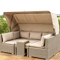 Leisure rattan sofa bed with canopy courtyard villa outdoor rattan sofa combination garden terrace outdoor imitation rattan chair