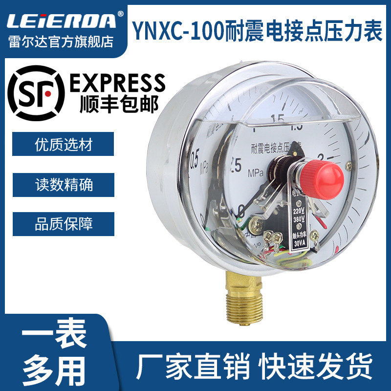 Reerda YNXC100 shock-resistant electric contact pressure gauge magnetic-assisted 220V 380V 30VA radial axial