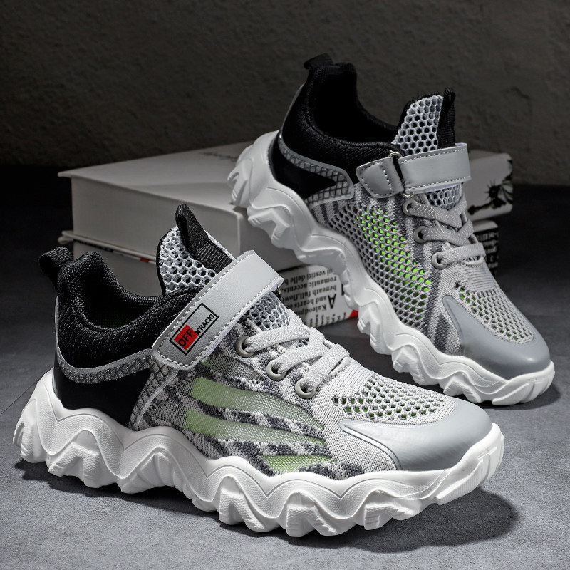 Pull back children's shoes boys sports shoes 2021 summer new hollow children's net shoes breathable mesh medium big children's single net