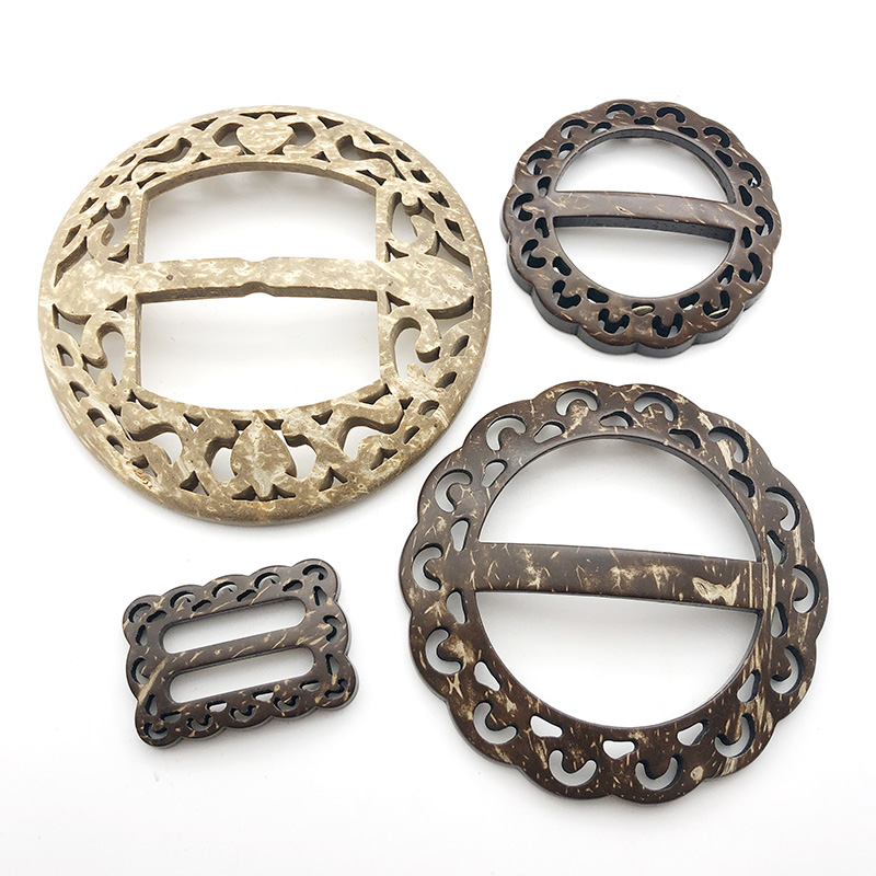 Belt buckle Windbreaker coat waist buckle three-speed buckle day buckle wood ring buckle natural coconut button coconut shell waist buckle