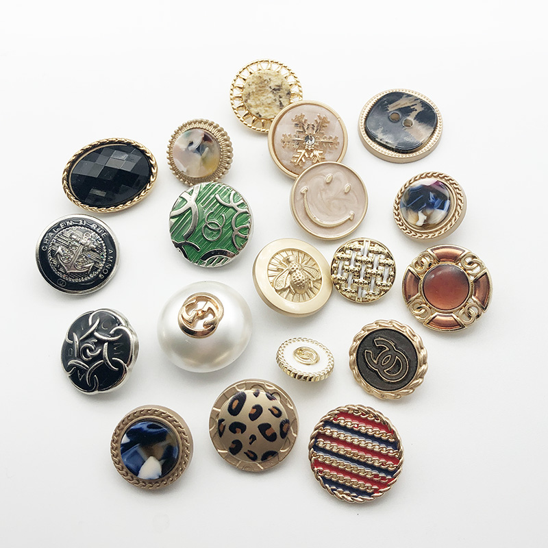 Metal Button Ladies Style Square Pearl Imitation Shell Button Small Fragrance Tweed Jacket Sweater Knit Cardigan Button