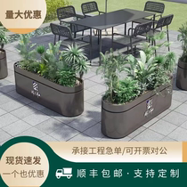 Customized stainless steel outdoor iron flower box combination rectangular flower pond square sales department planting box flower bed fence