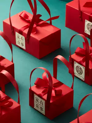 Marriage Chinese style with hand gift candy empty box Chinese creative high-end full moon return package tote bag large