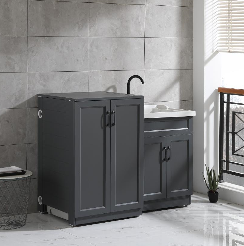 Space Aluminum Outdoor Balcony Wave Wheel Clamshell Washing Machine Cabinet Combination Roller Cabinet Mate Pool Tank Integrated Washbasin Cabinet-Taobao