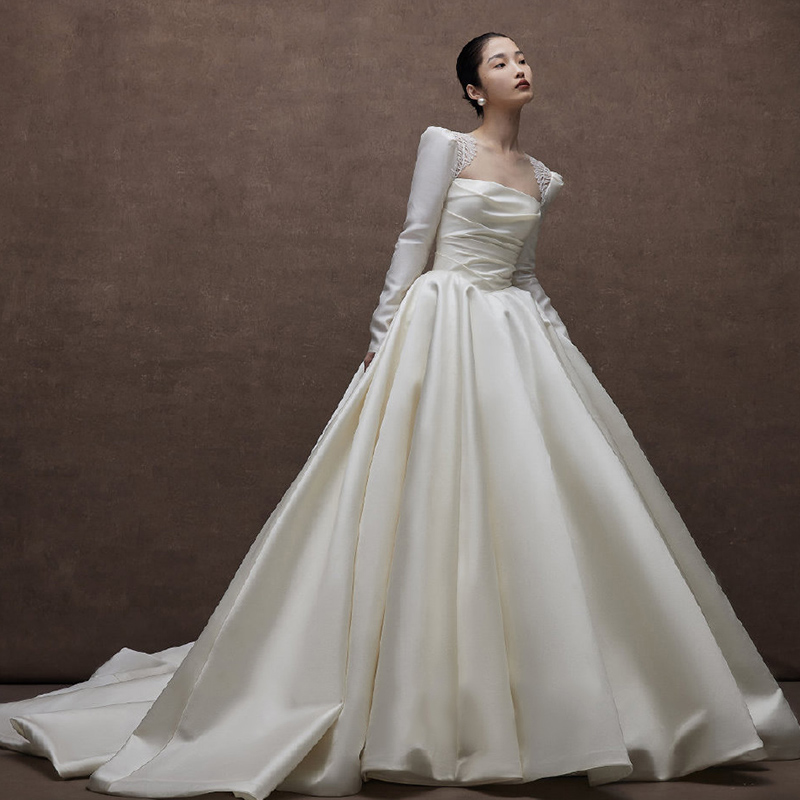 Summer advanced retro wedding dress, french style, long sleeve, high-end Summer advanced retro wedding dress, french style, long sleeve, high-end