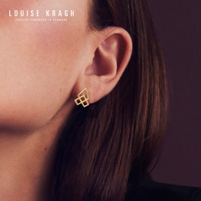 [丹麦Louise kragh 蜂园银镀金气质百搭混搭叠戴高级感个性耳钉女]